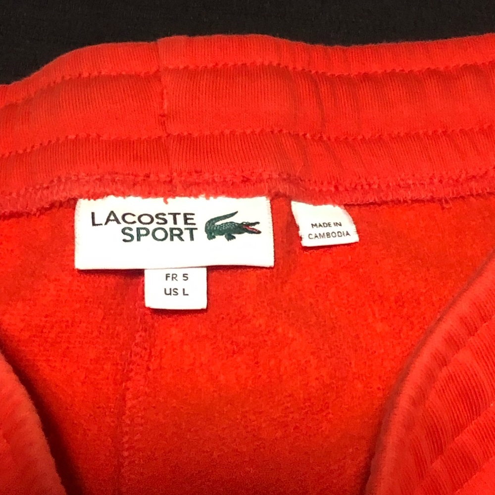Lacoste Sport Jogger Sweatpants Mens Red Fleece Athletic Comfort Lounge, Size L - Picture 3 of 4